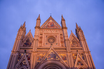 Orvieto Cathedral in the cathedral square, a 14th-century Gothic cathedral in Orvieto, Italy