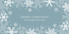 Merry Christmas Greeting Card White Snowflake Border