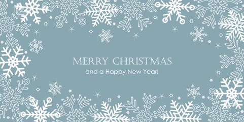 Wall Mural - merry christmas greeting card white snowflake border