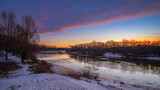 Fototapeta Natura - winter sunset over the river