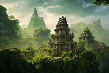 Wall Mural - Concept art illustration of lost city of ancient civilization