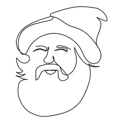 Wall Mural - Santa face in continuous line art drawing style. Vector illustration