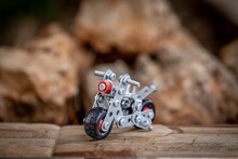 Small Metal Toy Motorbike Made From Scrap Metal Parts.