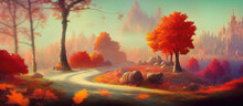 Magical Colorful Autumn And Thanksgiving Wallpaper Background Illustration