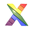 Symbol made of LGBT flag colors. letter x