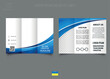 © Anton - Editable tri-fold brochure design with blue wave shape. Flyer for printing. Catalog Vector Template.
