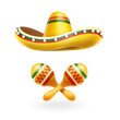 Sombrero and maracas. Cinco De Mayo. Mexican hat and maraca. Vector