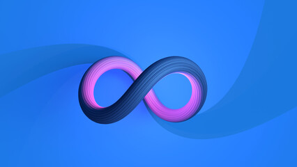Fototapete - Metaverse technology. Virtual reality infinite symbol community connection of metaverse world global network technology system and abstract loop sign element on innovation digital communication. 