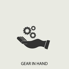 Gear in hand vector icon illustration sign