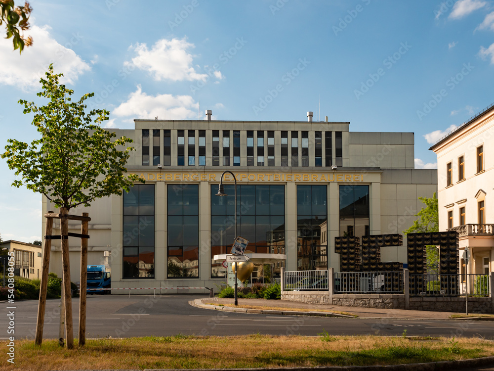 RADEBERG, GERMANY - 28. June 2022: Front view of the Radeberger brewery ...