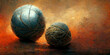 Close up Ball of the colour threads with blurred background retro illustration.
