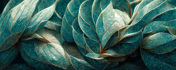 Wall Mural - abstract quartzite stone organic nature leaves wallpaper background. 3d render illustration.
