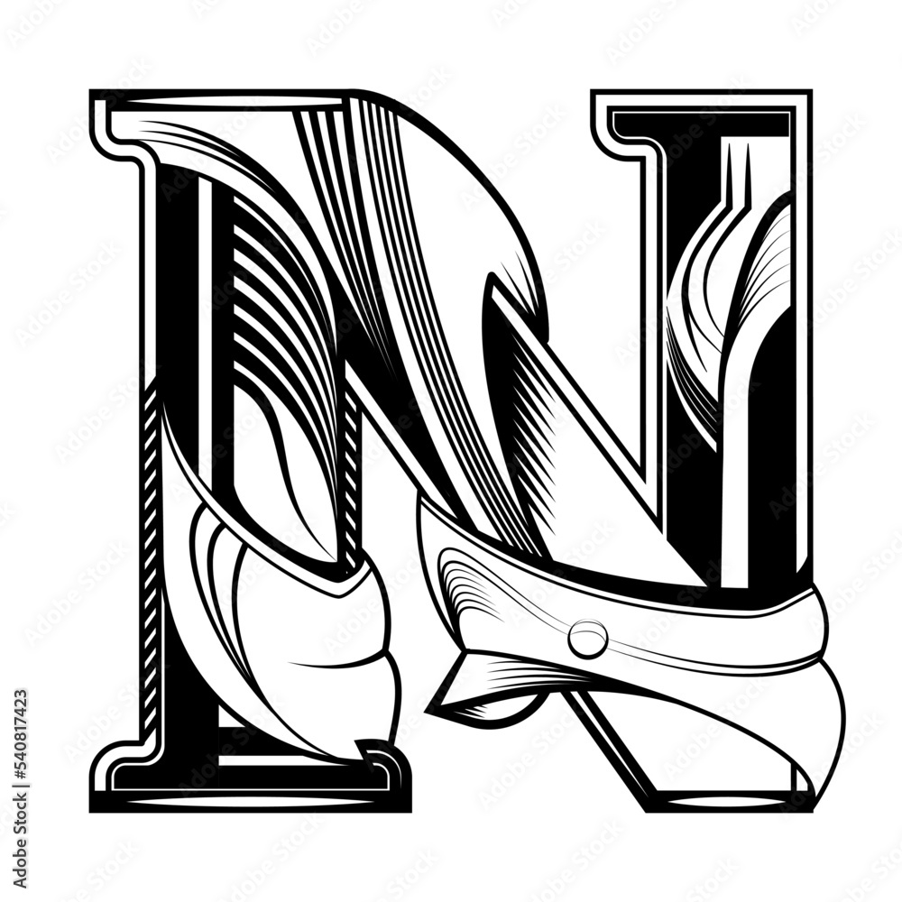 Capital letter, Letra ilustrada con estilo neo barroco, puede ...