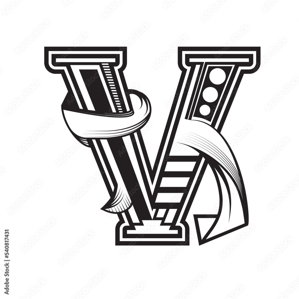 Capital letter, Letra ilustrada con estilo neo barroco, puede ...
