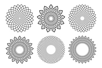 Sticker - Abstract Geometric Circle Radial Patterns.