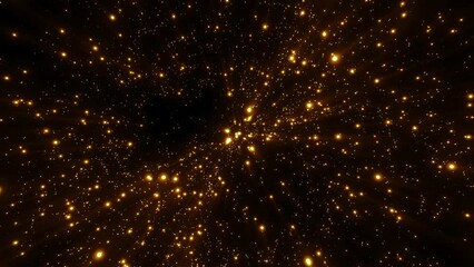 Wall Mural - Dark sky with shooting stars. Motion.Orange and white stars that fly in different directions in abstraction.