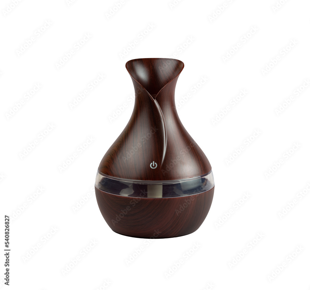 Electric Essential oils Aroma diffuser - wooden textured air humidifier - Transparent background, PNG file