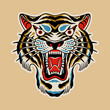 Traditional tiger tattoo. Vector illustration.