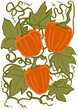 Dynie pomarańczowe jesienne liście łodygi pnącza wijące