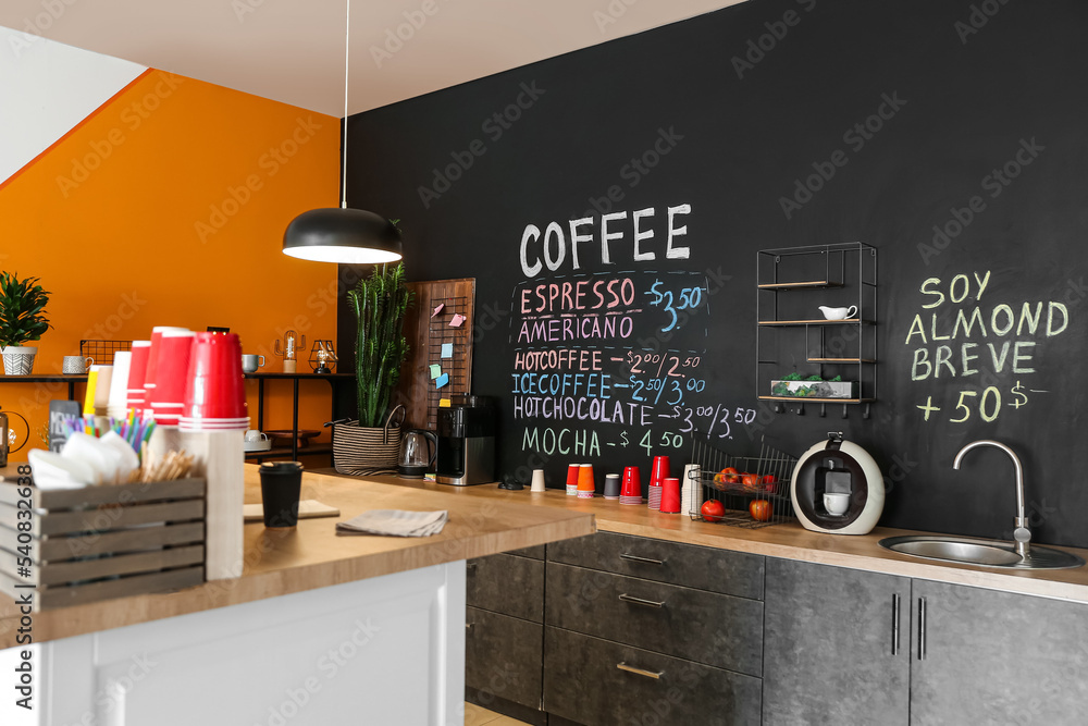 Stylish interior of modern cafe