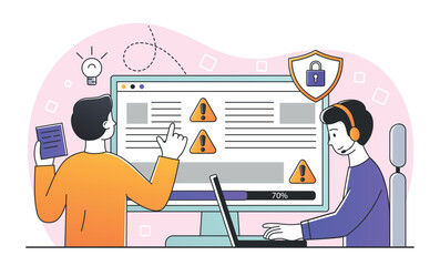 Wall Mural - developers testing software. programmers and it specialists in workplace. characters write code and 