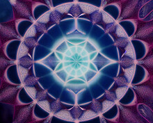 Blue Light And Pink Purple Toned Design Geometric Intricate Fractal Illustration