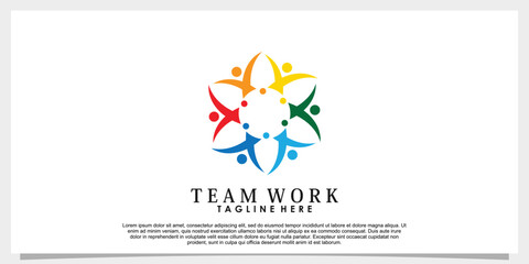 Wall Mural - team work logo design vector with creative concept template