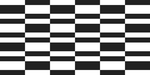 Fototapete - Checkered pattern of thick and thinner rectangles. Seamless black and white checkerboard pattern.