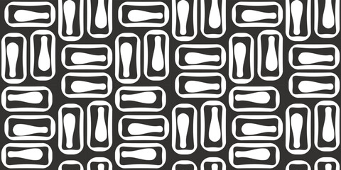 Poster - Tile black and white from the shapes of bottles or skittles. Vector with horizontal and vertical seamless tiles.