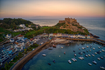 Aerial View of the Village of Gorey in Jersey