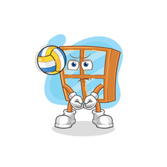 Canvas Print - window play volleyball mascot. cartoon vector