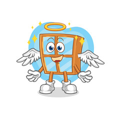 Sticker - window angel with wings vector. cartoon character