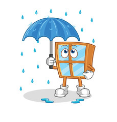 Poster - window holding an umbrella illustration. character vector