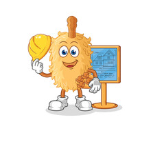 Feather Duster Architect Illustration. Character Vector