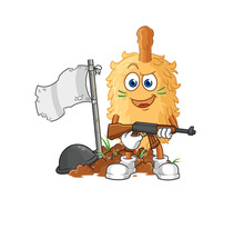 Feather Duster Army Character. Cartoon Mascot Vector