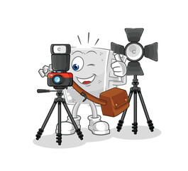 Sticker - concrete brick photographer character. cartoon mascot vector