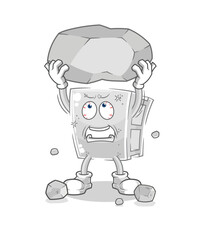 Poster - concrete brick lifting rock cartoon character vector