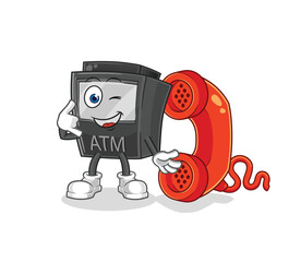 Poster - ATM machine call mascot. cartoon vector