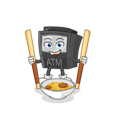 Canvas Print - ATM machine eat noodle cartoon. character mascot vector