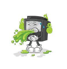 Wall Mural - ATM machine throw up cartoon. cartoon mascot vector