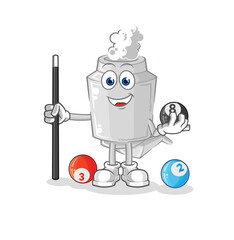 exhaust plays billiard character. cartoon mascot vector