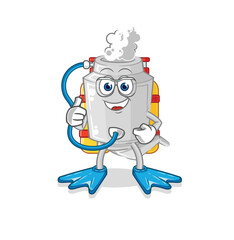 Sticker - exhaust diver cartoon. cartoon mascot vector