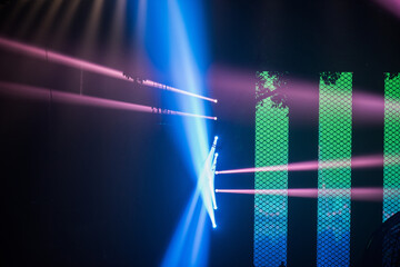 Wall Mural - colorful stage spotlights with laser radiation