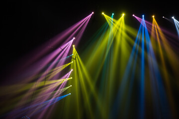 Wall Mural - colorful stage spotlights with laser radiation