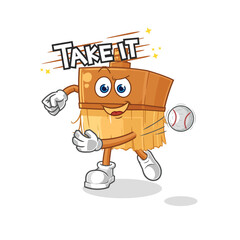 Canvas Print - paintbrush throwing baseball vector. cartoon character