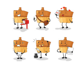 Canvas Print - paintbrush postman set character. cartoon mascot vector