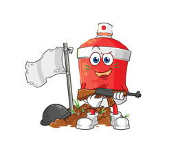 Poster - chili spray army character. cartoon mascot vector