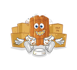 Sticker - cinnamon homeless character. cartoon mascot vector