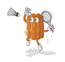 Wall Mural - cinnamon smash at badminton cartoon. cartoon mascot vector