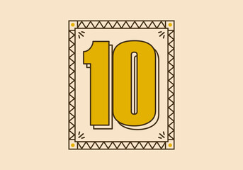 Wall Mural - Vintage rectangle frame with number 10 on it